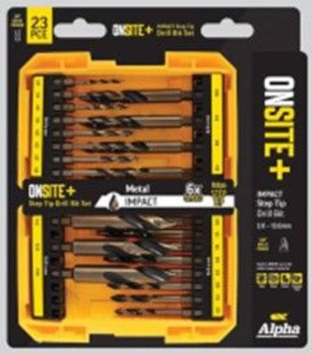 ALPHA ONSITE+ 23pc IMPACT STEP TIP DRILL 1/4"HEX SHANK SET