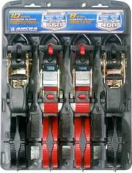 Buy ANCRA TIEDOWN COMBO SET (4 pack) - 2 x RATCHETING 25 x 3.0 2 x CAMBUCKLE 2.4mtr in NZ. 