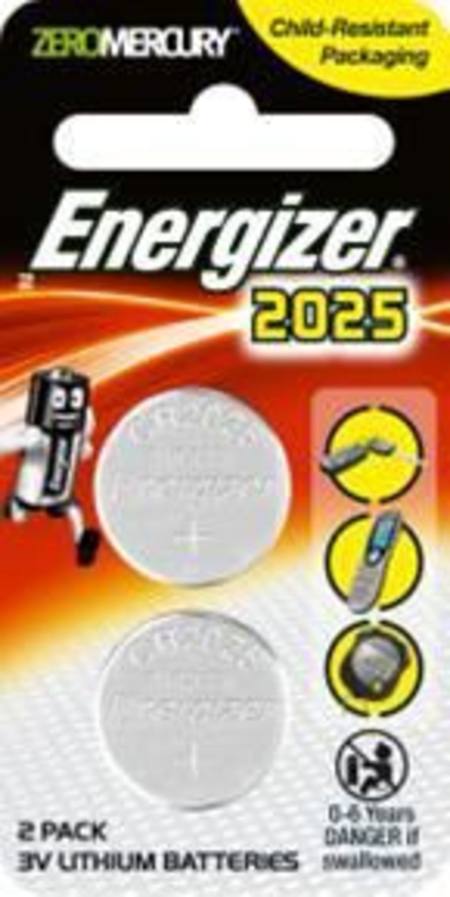 ENERGIZER CR2025 3v ELECTRONICS LITHIUM COIN BATTERY PKT 2