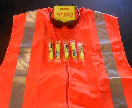 Buy HI VIS KIT WITH LARGE ORANGE DAY-NIGHT VEST with SAFETY GLASSES 5pairs EAR PLUGS in NZ. 