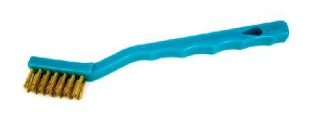 Buy LION 3 ROW BRASS WIRE MINI SCRATCH BRUSH LIGHT BLUE HANDLE in NZ. 