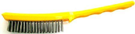 LION LION 4 ROW CARBON STEEL WIRE SCRATCH BRUSH YELLOW PLASTIC HANDLE