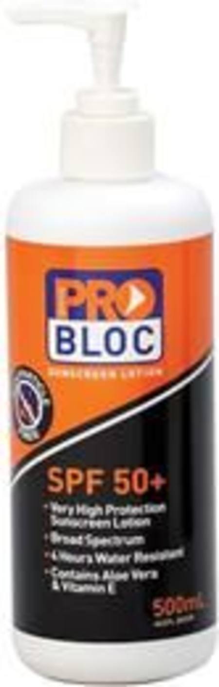 Buy PRO-BLOC 50+SUNSCREEN 500ML PUMP BOTTLE in NZ. 
