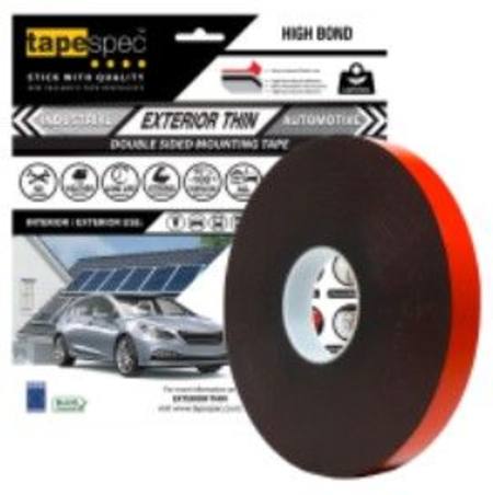 1823RBL EXTERIOR THIN BLACK POLYETHYLENE TAPE 0.6MM X  06MM X 15 METRE ROLL CLAMSHELL