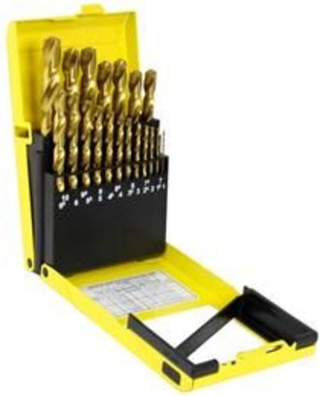 ALPHA TIN COATED 19pc DRILL SET 1 - 10mm IN METAL SLIM BOX CASE