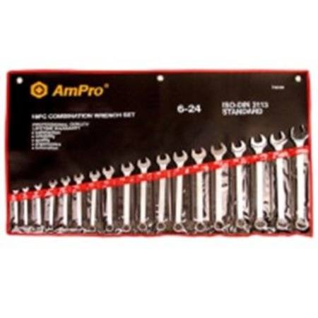 AMPRO 18PC COMBINATION  WRENCH SET 6-24mm