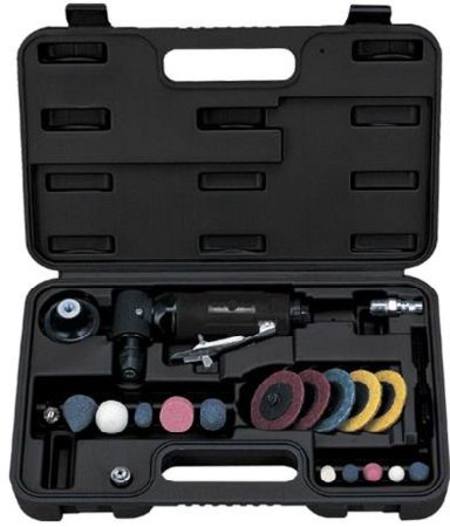 AMPRO 20pc AIR MINI ANGLE DIE GRINDER & SANDER KIT