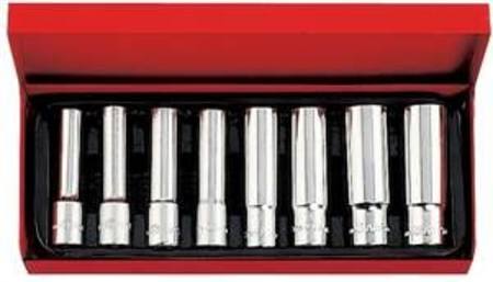 AMPRO 8pc 1/2"dr DEEP SOCKET SET 6pt 12 - 23mm