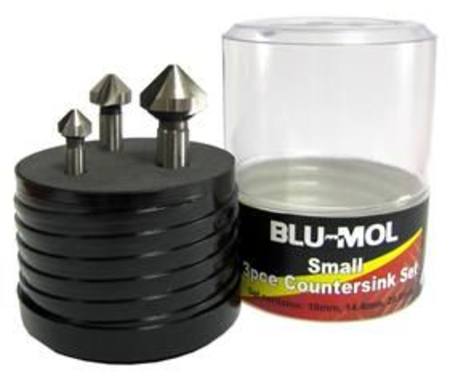 BLU-MOL 3 FLUTE 90° 3pc LARGE COUNTERSINK SET 20.5 25 & 31mm