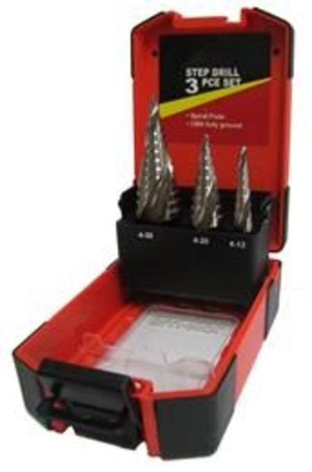 Buy BLU-MOL 3pc SPIRAL FLUTE STEP DRILL SET in NZ. 