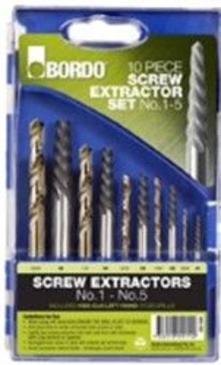 BORDO 10pc SCREW EXTRACTOR SET WITH LEFT HAND DRILLS