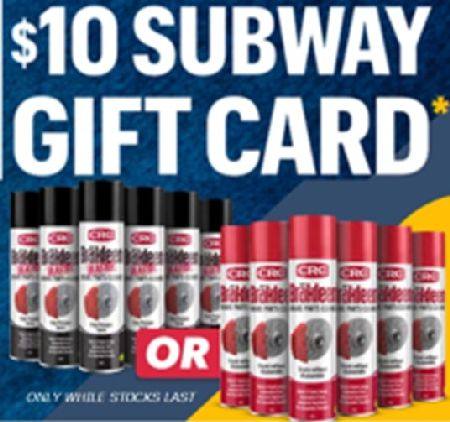 CRC BRAKLEEN 600gm AEROSOL 6 PACK with BONUS $10 SUBWAY GIFT CARD