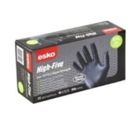 ESKO HIGH FIVE BLACK NITRILE DISPOSABLE GLOVES 2XL (BOX 100)