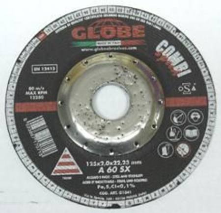 GLOBE D/CENTRE COMBI CUT OFF & GRINDING DISC 125 x 2.0 x 22mm A60SX