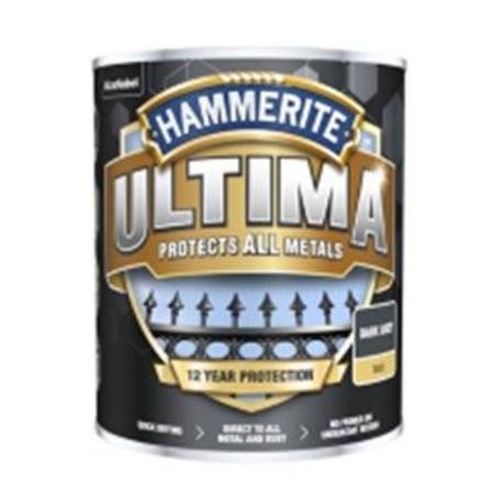 HAMMERITE ULTIMA METAL MATT WATER BASED DARK GREY PAINT 750ml