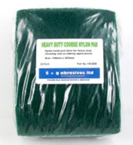 HEAVY DUTY GREEN COARSE NYLON PAD 150mm x 200mm PKT10