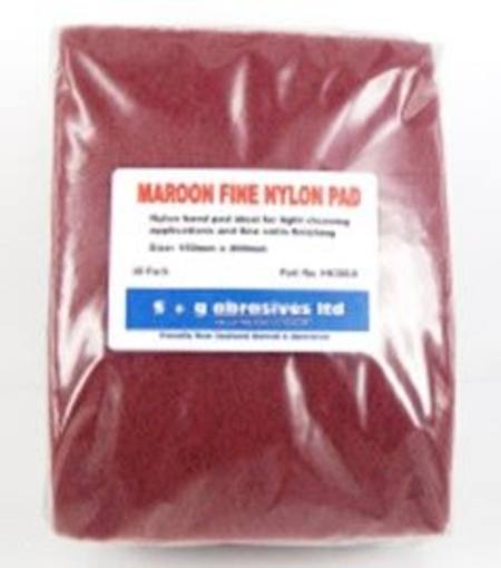 HEAVY DUTY MAROON FINE NYLON PAD 150mm x 200mm PKT10