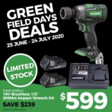 Buy HIKOKI FIELD DAYS 18V BRUSHLESS IMPACT WRENCH AG-PACK in NZ.