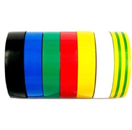 INSULATION TAPE 19m x 20m x .18mm RAINBOW COLOURED ROLLS pkt7