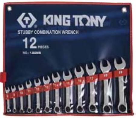 KING TONY 12pc STUBBY COMBINATION METRIC  SPANNER SET 8-19mm
