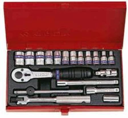 KING TONY 19pc 1/4dr SINGLE HEX METRIC SOCKET SET