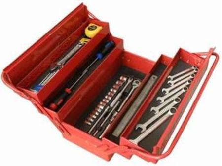 KING TONY 56pc CANTILEVER TOOL KIT IN 3 SECTION FOLD UP TOOL BOX