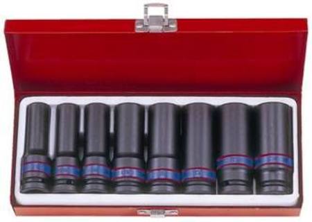 KING TONY 8pc 1/2dr METRIC DEEP IMPACT SOCKET SET 12-24MM