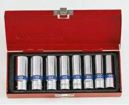 KING TONY 8pc 3/8dr METRIC DEEP 6pt SOCKET SET 10 - 19mm