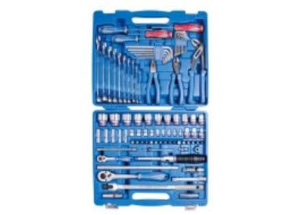 KING TONY 87pc 1/4" - 1/2"DR SOCKETS SPANNERS & TOOL KIT