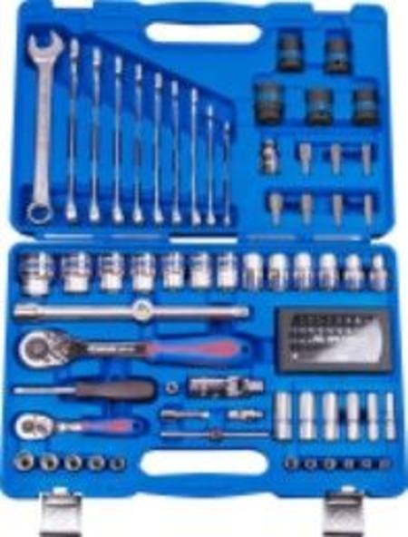 KING TONY 96pc 1/4 & 1/2"dr SOCKET & WRENCH TOOL SET IN CASE