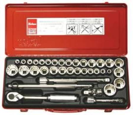 KOKEN 1/2dr D/HEX 36pc STD SOCKET SET 10 - 32mm & 3/8" - 1-1/4"