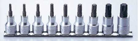 KOKEN 1/2dr T20-T60 TORX BIT SOCKET SET ON RAIL