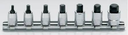 KOKEN 1/4dr INHEX SOCKETS 1/8 - 3/8" ON RAIL 8pc