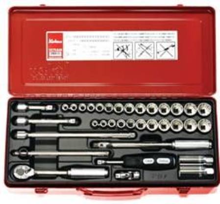 KOKEN 3/8dr D/HEX 35pc STD SOCKET  SET 9 - 22mm & 5/16" - 7/8"