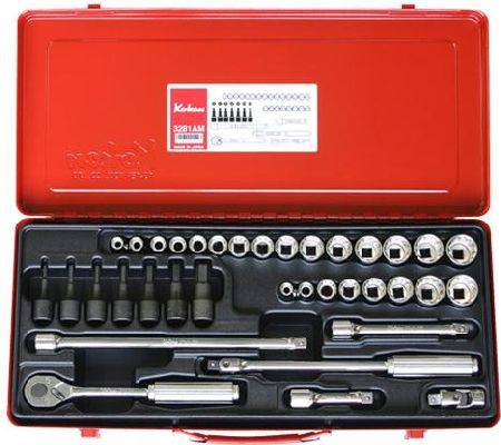 KOKEN 3/8dr D/HEX 36pc STD SOCKET  SET 8 - 22mm & 5/16" - 7/8"