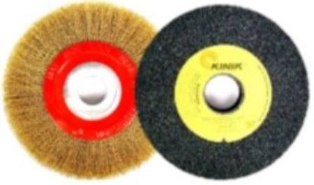 LION 150 X 25 MULTI FIT BRASS COATED WIRE WHEEL BRUSH / 150 X 25 A46 GREY GP GRINDING WHEEL COMBO