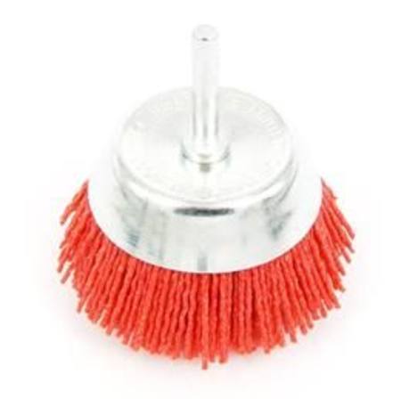 LION 50MM x 6MM SHAFT NYLON ABRASIVE CUP BRUSH 4500RPM MAXIMUM