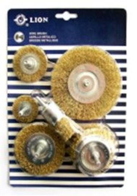 LION SHAFT MOUNTED WIRE BRUSH KIT 6pc