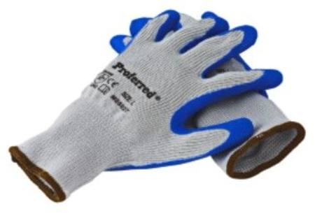 PROFERRED BLUE LATEX - GRAY POLYESTER INDUSTRIAL GLOVES MEDIUM SIZE