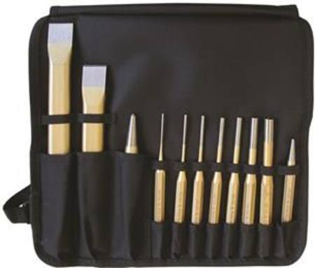 RENNSTEIG 11pc CHISEL AND PUNCH SET IN TOOL ROLL