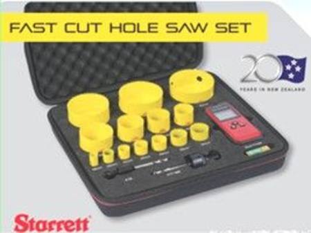 Buy STARRETT 14pc FAST CUT HOLE SAW KIT 16-92mm WITH STUD FINDER in NZ. 