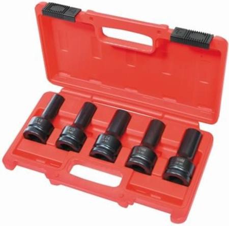 TOLEDO 3/4"DR 5pc STAR-E IMPACT SOCKET SET WITH 17 & 18mm DBLE HEX SOCKETS