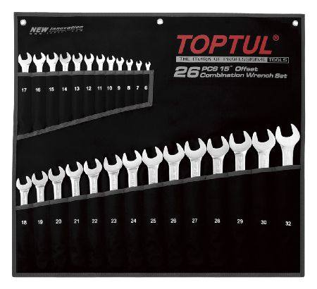 TOPTUL 26PC RING & OPEN END METRIC SPANNER SET