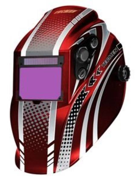 WELDMASTER iEXPERT AUTO SOLAR POWERED RED WELDING HELMET