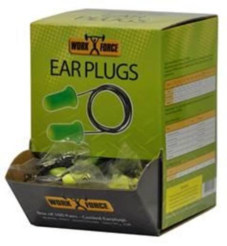 WORKFORCE BELL SHAPED CORDED EARPLUGS BOX OF 100